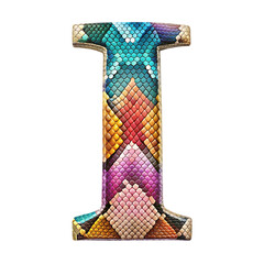 Vibrant Letter I: Colorful Snake Skin Texture Alphabet Design