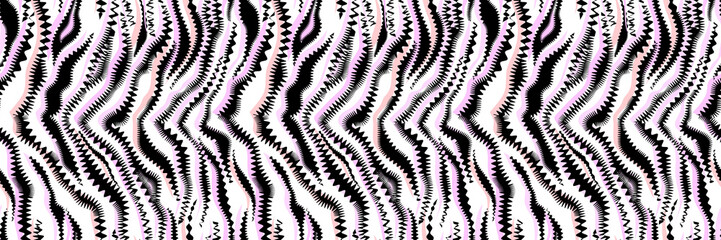 Abstract tiger or zebra stripes in modern style hand drawn with wavy zigzag lines