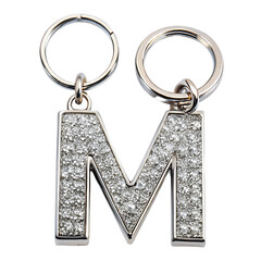 Sparkling Letter M Keychains: Elegant Metal & Crystal Design