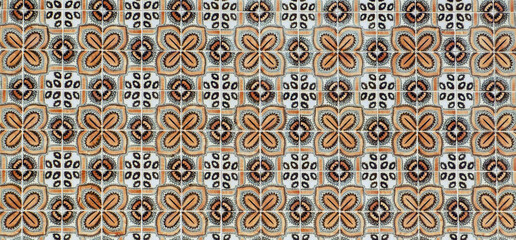 Lisbon tiles. Portuguese tiles background, pattern. Colorful vintage ceramic tiles wall decoration