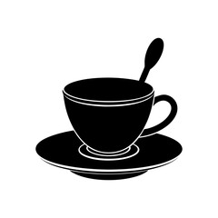 Espresso Cup with Saucer and Spoon Vector