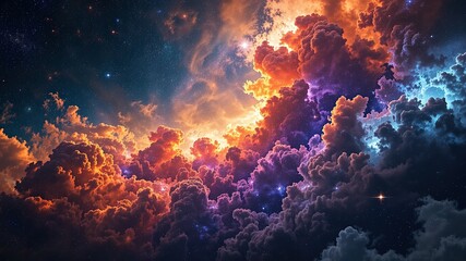 "Colorful Dreamy Nebula Sky with Glowing Clouds and Stars – Fantasy Space Art"
