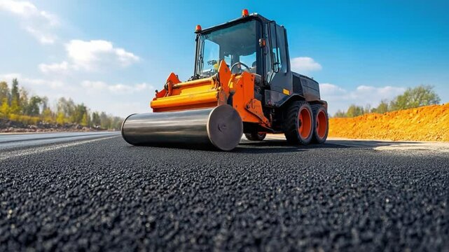 road roller on the road