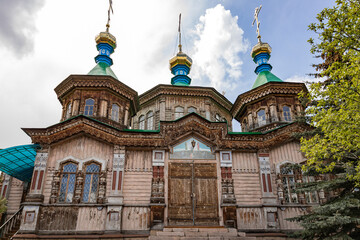 Holy Trinity Cathedral in Karakol city, Kyrgyzstan