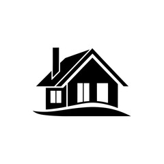 Modern House Silhouette Icon in Minimalist Style