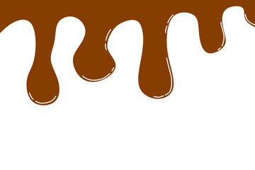Chocolate Dripping Vector Illustration on White Background. Perfect for dessert-related designs, bakery advertisements, chocolate product packaging, or sweet-themed banners.