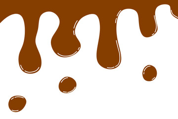 Chocolate Dripping Vector Illustration on White Background. Perfect for dessert-related designs, bakery advertisements, chocolate product packaging, or sweet-themed banners.