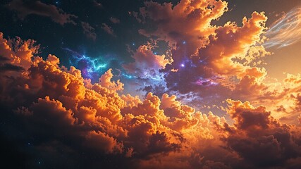 "Colorful Dreamy Nebula Sky with Glowing Clouds and Stars – Fantasy Space Art"