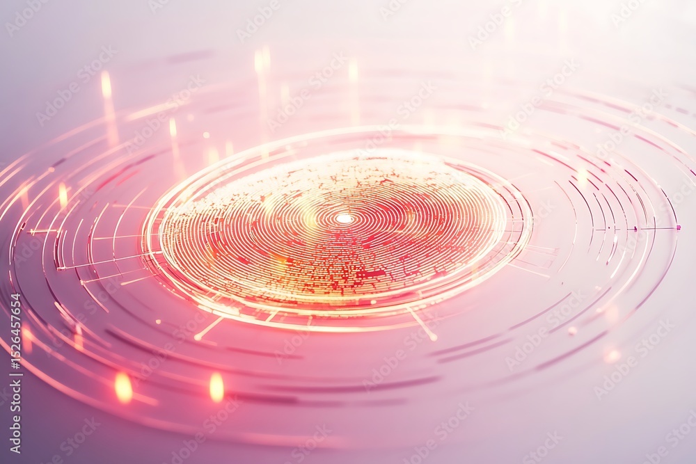 Poster a luminous fingerprint icon signifying secure access.