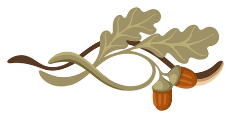Fall Art Nouveau Element. Seasonal Vintage frame with fall leaves and acorns. Vector. © Аня Марюхно