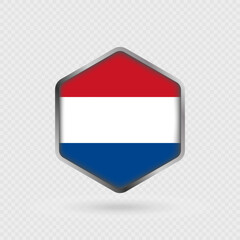 Netherlands Flag Icon in Hexagon Shape.