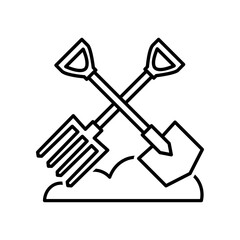 Shovel and fork icon design template SVG