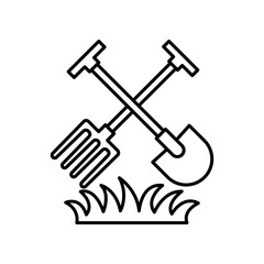 Shovel and fork icon design template SVG