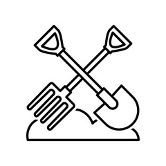 Shovel and fork icon design template SVG