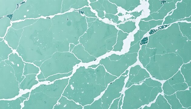 Abstract teal surface with white veining, resembling marble or cracked paint, creating an organic, fractured pattern