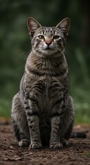 Obraz premium Tabby Cat Portrait Outdoors