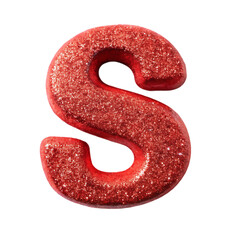 Sparkling Red Glitter Letter S: Festive Alphabet Charm