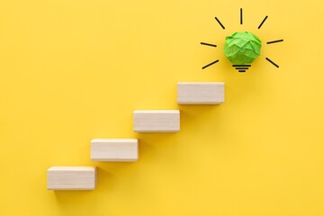 Steps to Innovation – Growth and Creative Breakthrough, Business, Conceptual, Strategy, Motivation, Abstract, wooden block