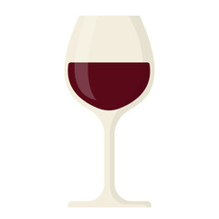 red wine glass flat cartoon illustration