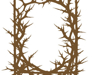 a brown  frame with a crown of thorns