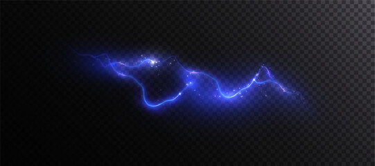 Blue light lightning with wave-like glow and energetic sparks on a dark background. Suitable for special effects, fantasy, game interfaces and dynamic visualizations.