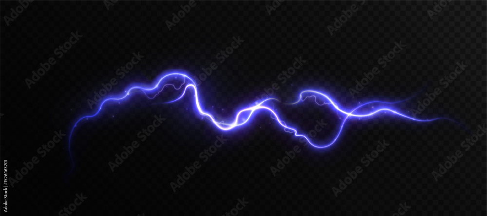 Poster Blue light lightning with wave-like glow and energetic sparks on a dark background. Suitable for special effects, fantasy, game interfaces and dynamic visualizations.