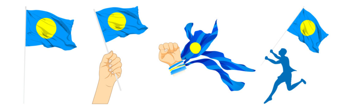 Vector illustration of Palau flag composition on transparent background