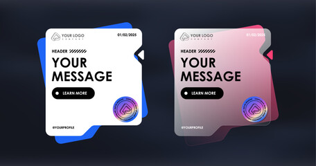 Modern Geometric Gradient Social Media Banner Templates for Digital Marketing - Blue and Pink Design