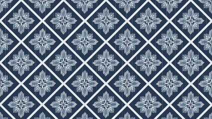 Seamless blue floral ethnic ikat texture  design. textile fashion pattern line ikat seamless pattern and batik fabric texture asian background wallpaper geometry indian. Ethnic abstract ikat art .