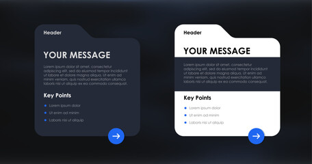 Elegant Dark and Light Mode Message Card Templates with Key Points for Professional Presentations