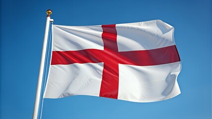 England Flag Red Cross on White National Symbol Waving in Blue Sky