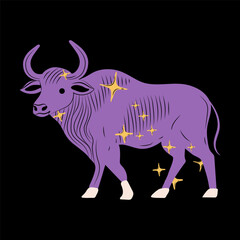 Magical astrological icon representing Taurus in a modern style