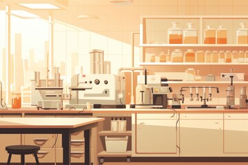 Laboratory furniture table architecture.