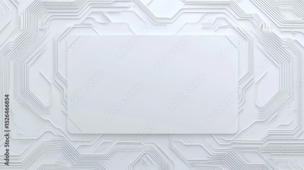Poster white design of neon circuit, leaving empty center space for mockup background wallpaper ai generate