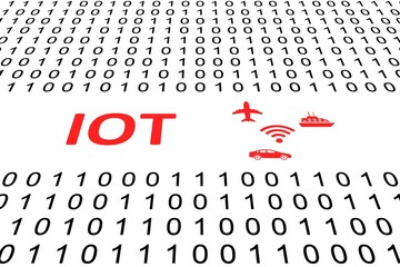 IOT concept binary code 3d illustration