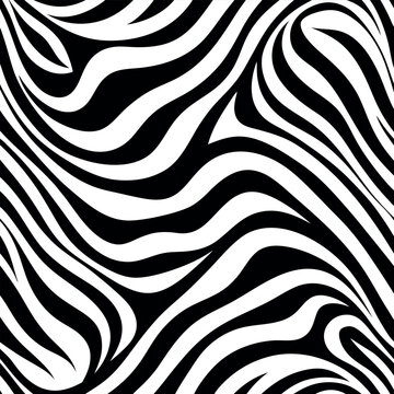 Abstract black and white zebra stripe pattern seamless design for various creative projects