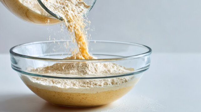 Mixing pancake batter in glass bowl