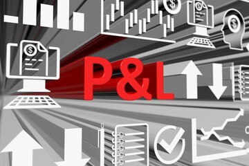 PnL concept blurred background 3d render illustration