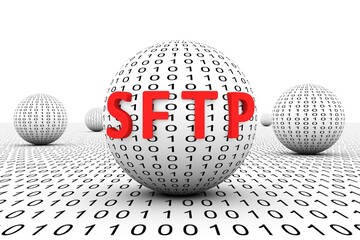 SFTP conceptual sphere binary code 3d illustration