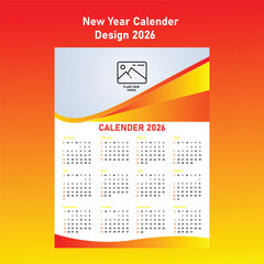 New Calender 2026 design Template calender 12 month design