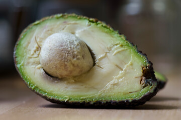 Macro photo of the texture of the pulp of a ripe avocado, food photo
