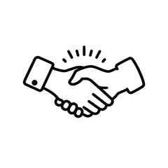 Simple line art handshake icon graphic