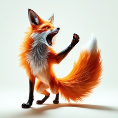Low poly fox, Close-up of fox, surprised animal, fox on a white background