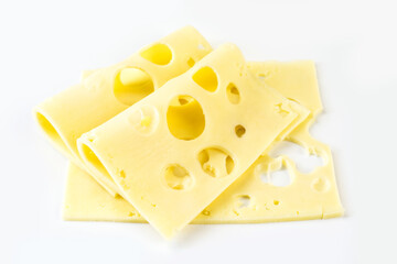 cheese slices isolated on a white background