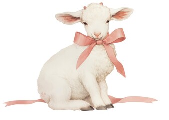 Fototapeta premium Coquette chubby goat illustration animal colors.