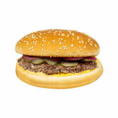 Homemade beef burger on white background