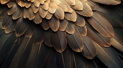 Close-up of Luxurious Dark Bird Feathers with Texture