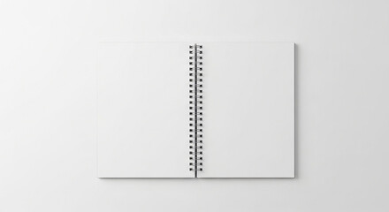 Open Spiral Notebook with Blank Pages on White Background