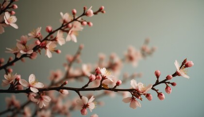 Flowering branch with pink petals near window indoors