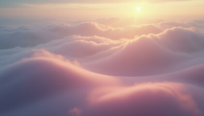 Aerial view of clouds at sunset, serene nature scene